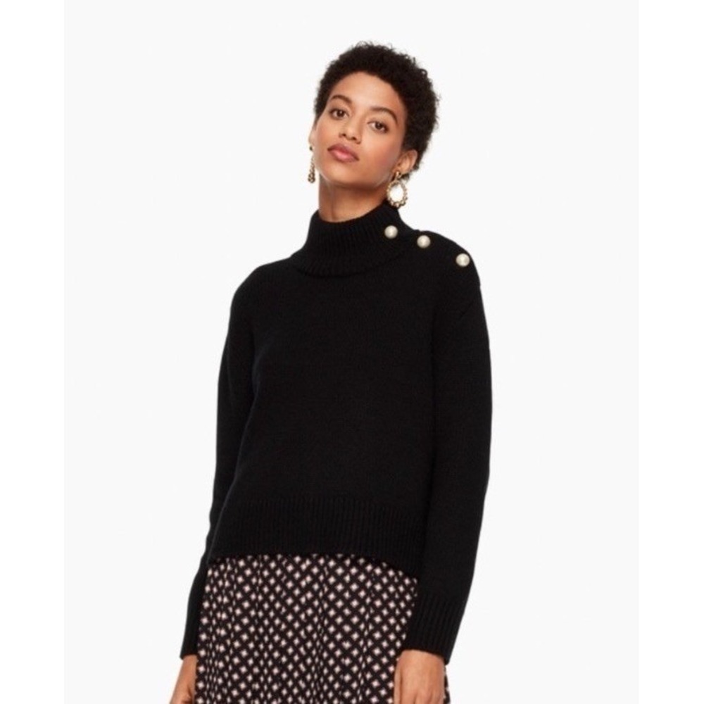Kate spade chunky pearl sweater wool and cashmere blend Size S Black